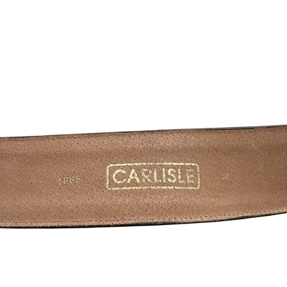 Carlisle Womens Size Medium Brown Leather Gold Black Horn Buckle Waist Belt 1665 - Picture 9 of 13